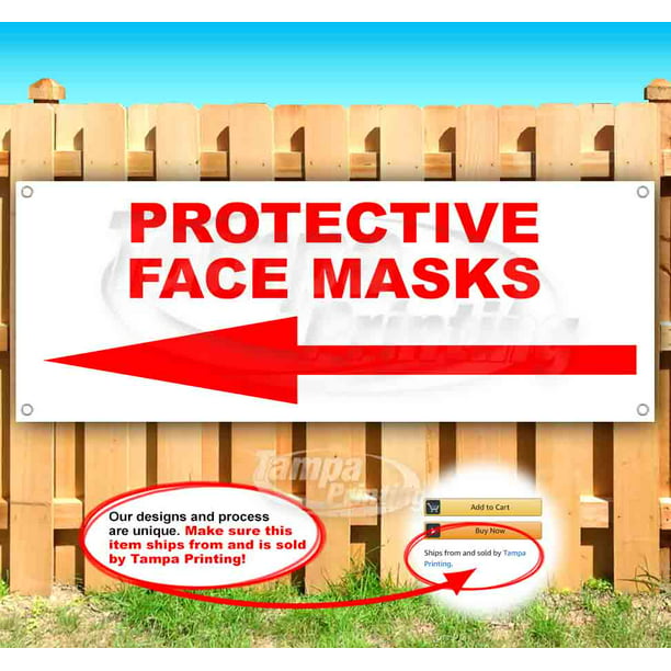 Protective Face Mask Up Arrow 13 oz Heavy Duty Vinyl Banner Sign with Metal Grommets Many Sizes Available Store Advertising Flag, New 